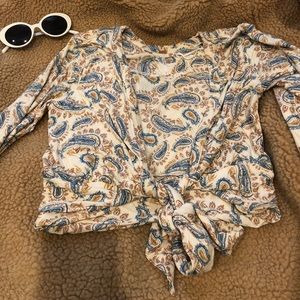 FREE PEOPLE Paisley tie front (long sleeve)